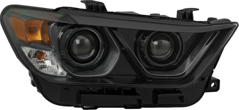 Modern Car Headlight Assembly Dual Projector Lens Black Housing Amber Turn Signal