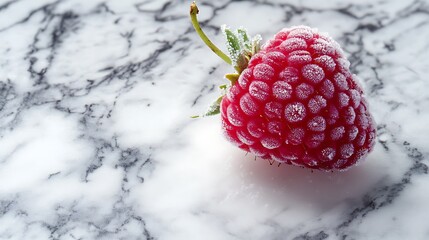 Frosted Raspberry on Marble Surface