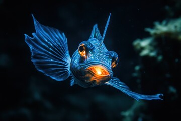 Deep sea fish with bioluminescent glow