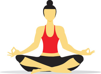 Editable female yoga meditation pose silhouette vector illustration with transparent background .eps