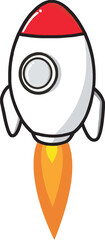 Editable isolated vector flying rocket cartoon illustration with transparent background eps