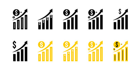 Obraz premium Set of Dollar and Growth Icons for Financial Presentations