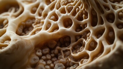 Detailed close-up of porous organic structure