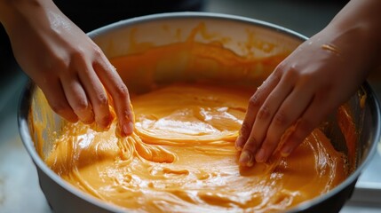 Mixing orange candy