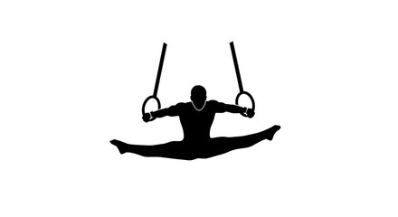 Athlete Performing Splits on Gymnastic Rings Silhouette
