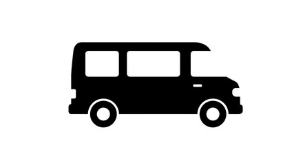 Black Silhouette of Minibus Transportation Icon
