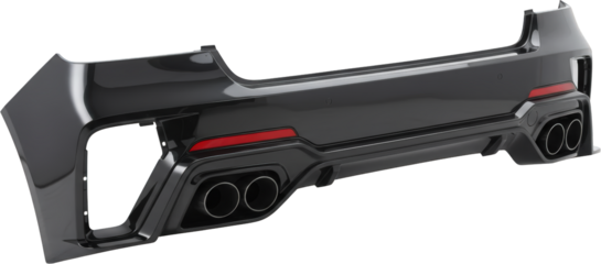 High Performance Car Rear Bumper Black Gloss Finish Dual Exhaust Sporty Design Automotive Part