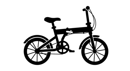 Folding Bike Silhouette Isolated on White Background