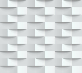 White geometric seamless pattern with rectangles and ribbon