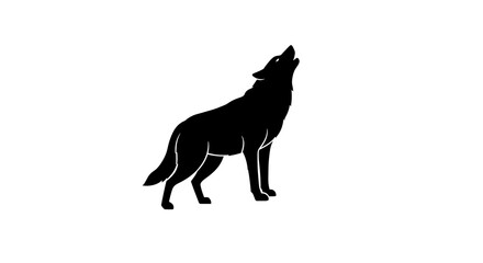 Howling Wolf Silhouette Graphic on White Background