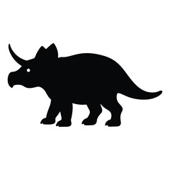 Triceratops Walking with Head Low Vector Silhouette