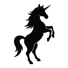 Unicorn Rearing Up Vector Silhouette