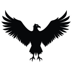 Vulture Spreading Wings Vector Silhouette