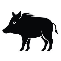 Wild Boar Side Profile Vector Silhouette