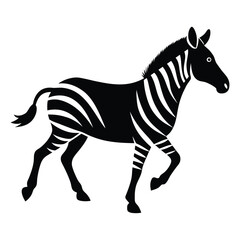 Zebra Trotting Vector Silhouette