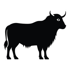Yak Standing in Profile Vector Silhouette