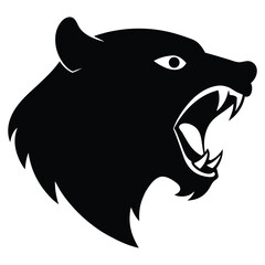 Bear Head Growling Vector Silhouette