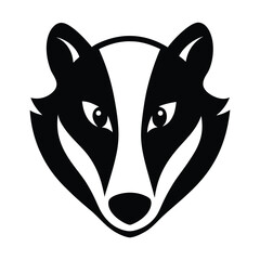 Badger Head with Bold Mask Vector Silhouette