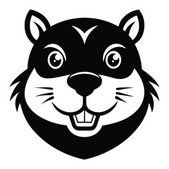 Beaver Head with Wide Cheeks Vector Silhouette