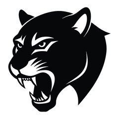 Cougar Head Snarling Vector Silhouette