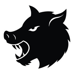 Boar Head with Tusks Vector Silhouette