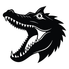 Crocodile Head with Open Jaws Vector Silhouette