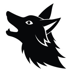 Coyote Head Mid Howl Vector Silhouette
