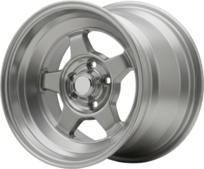 Sleek Silver Five Spoke Alloy Wheel Rim Automotive Performance Part