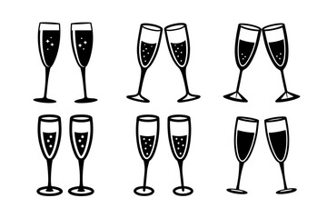 champagne glasses vector illustration