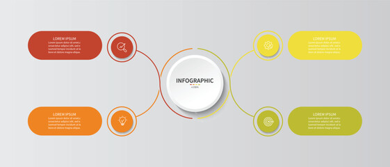 Vector infographic label design with circle infographic template design and 4 options or steps.
