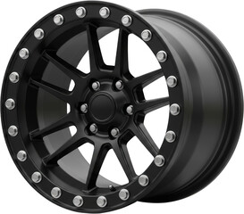 Obraz premium Black Matte Finish Alloy Wheel Rim with Silver Lug Nuts Off Road SUV Style