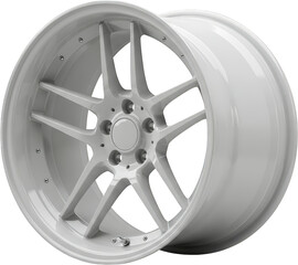 Obraz premium Stylish White Alloy Car Wheel Rim Multi Spoke Design Automotive Part