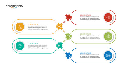 Business infographic template. 5 Step timeline journey. Process diagram, Infographic elements vector illustration.	