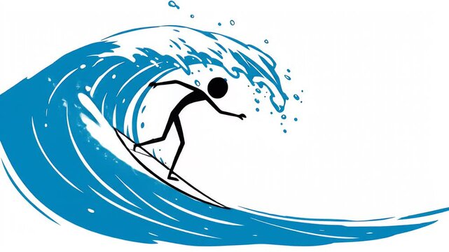 Stylized Blue Wave Graphic with Clean Lines Symbolizing Aquatic Power Isolated on White Background Perfect for Environmental Conservation Nautical Decorative Element