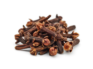 Fototapeta premium Aromatic cloves spice pile isolated on white background