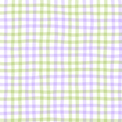 Purple Sage Green Plaid Gingham Check Hand Drawn Background Pattern Overlay