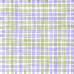 Purple Sage Green Plaid Gingham Check Hand Drawn Background Pattern Overlay