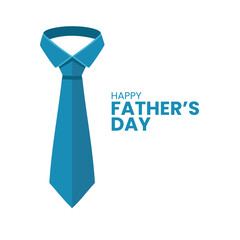 Minimalist blue necktie design with "Happy Father's Day" text. Perfect for greeting cards, posters, and Father's Day celebration elements