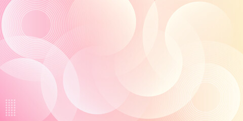 Minimalist banner background, pastel colorful, pink and yellow gradations. Circle effect style geometric, abstract background. Eps 10.