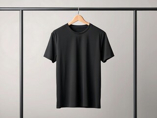 Unleash your style with a minimalist black t shirt a statement of elegant simplicity on a hanger