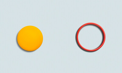 geometric objects, circle and ring, colorful hoop isolated on plain background