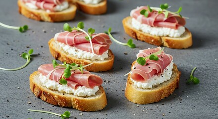 Prosciutto and Cheese Crostini