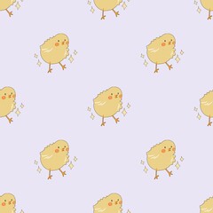Simple seamless pattern cute chick  animal pastel background