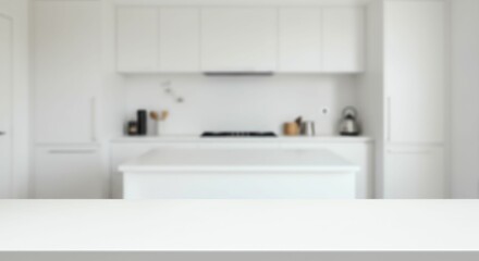 Fototapeta premium White Kitchen Background with Island