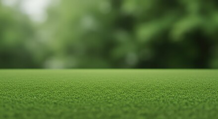 Naklejka premium Green Grass and Blurred Trees
