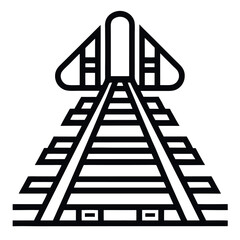 Railroad Tracks Leading to a Train Station Icon silhouette icon on white background
