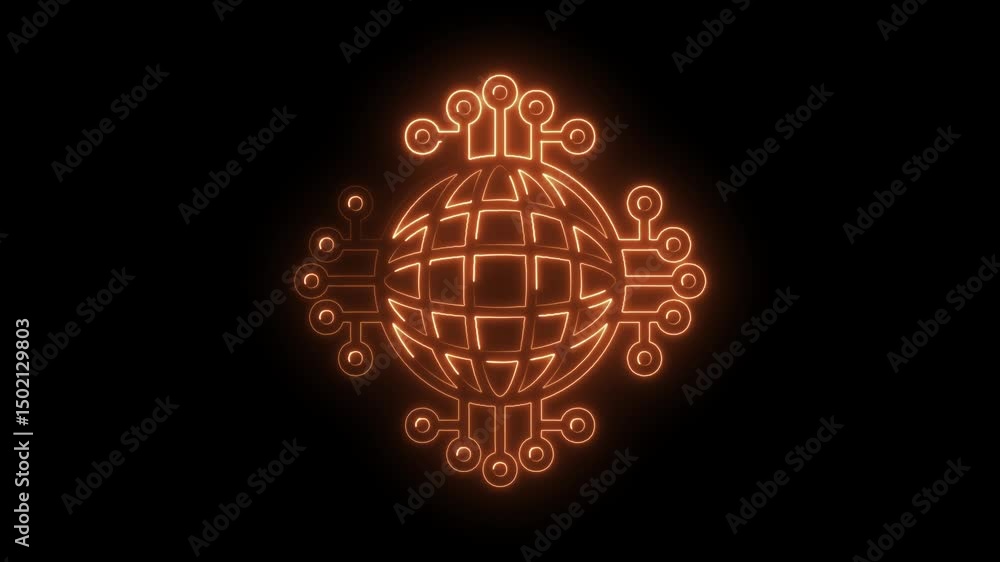 Poster glowing globe with digital connections animation for technology and global network concepts