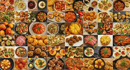 Fototapeta premium Assorted Food Dishes Collection