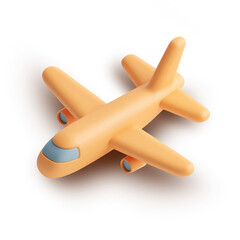 Simple and colorful airplane model with smooth clay texture, showcasing playful design. This isometric representation highlights aircraft features, evoking sense of creativity and fun