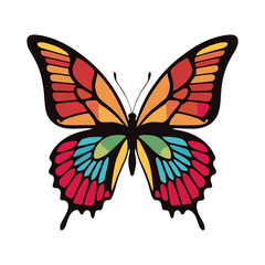 Vibrant Rainbow Butterfly Illustration, Colorful Insect Design